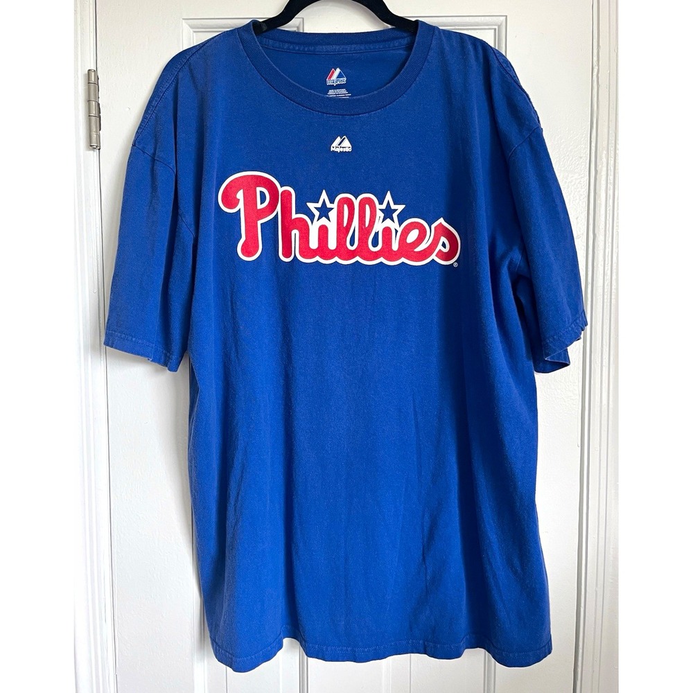 Vintage Majestic Philadelphia Phillies Lee #33 Shirt Blue Size XL MLB Baseball